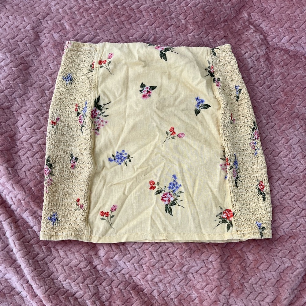 Yellow floral print skirt from forever 21
